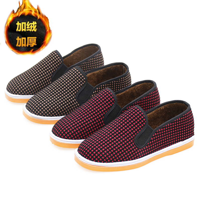 秋冬季加绒老北京女女格子布鞋