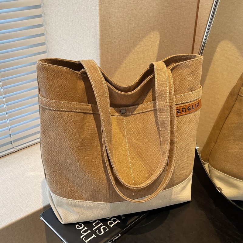 春季妈咪手提袋撞色通勤帆布包女