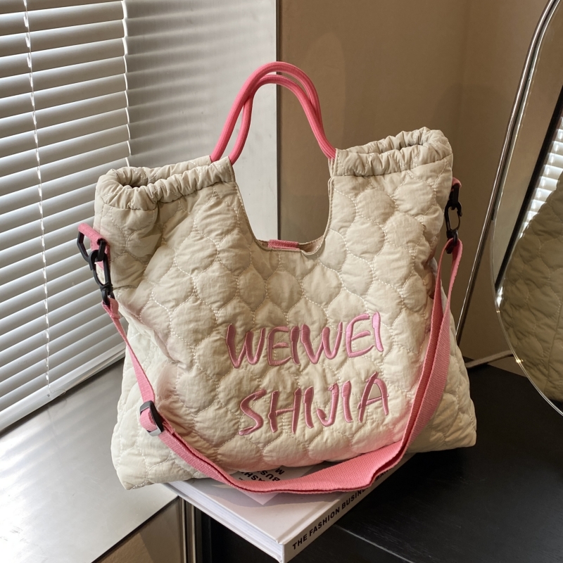 韩版刺绣手提布袋学生上课斜挎包