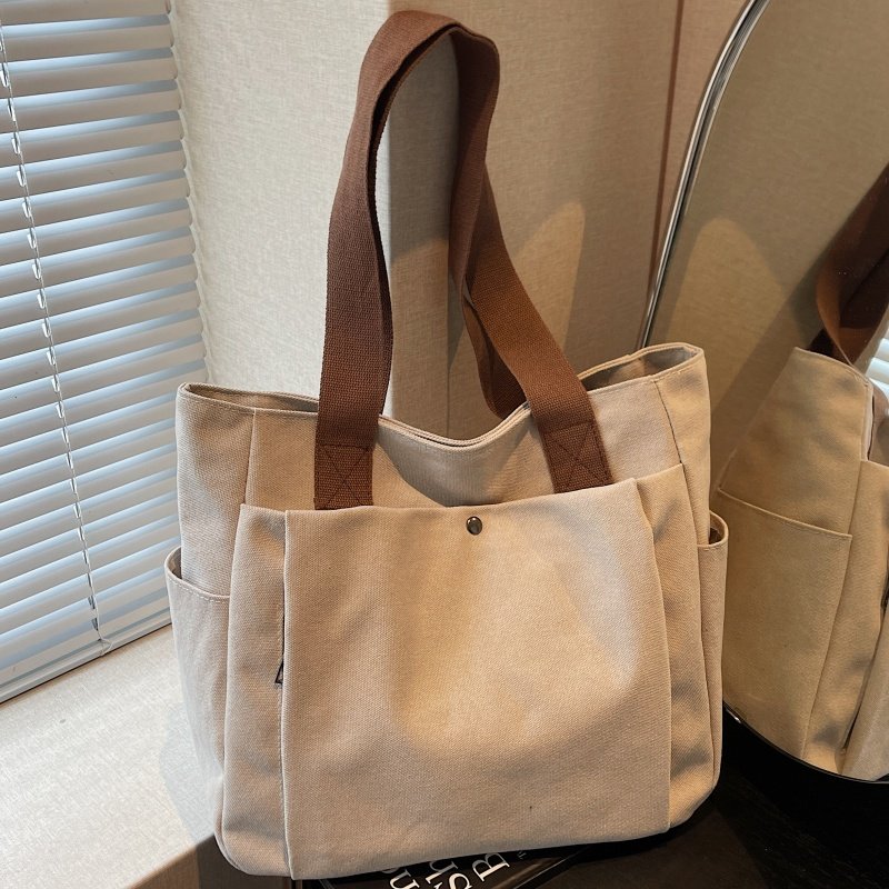复古帆布大容量手提袋通勤托特包