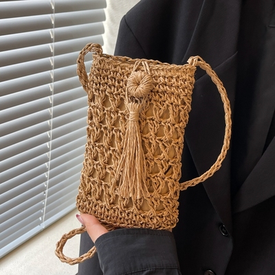 海边度假编织手机包斜挎草编小包