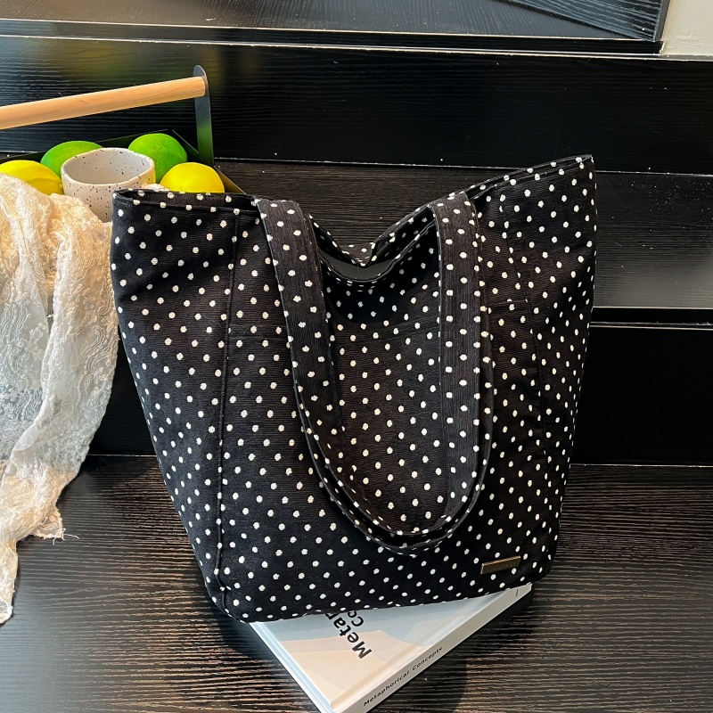 波点帆布包大容量单肩通勤托特包