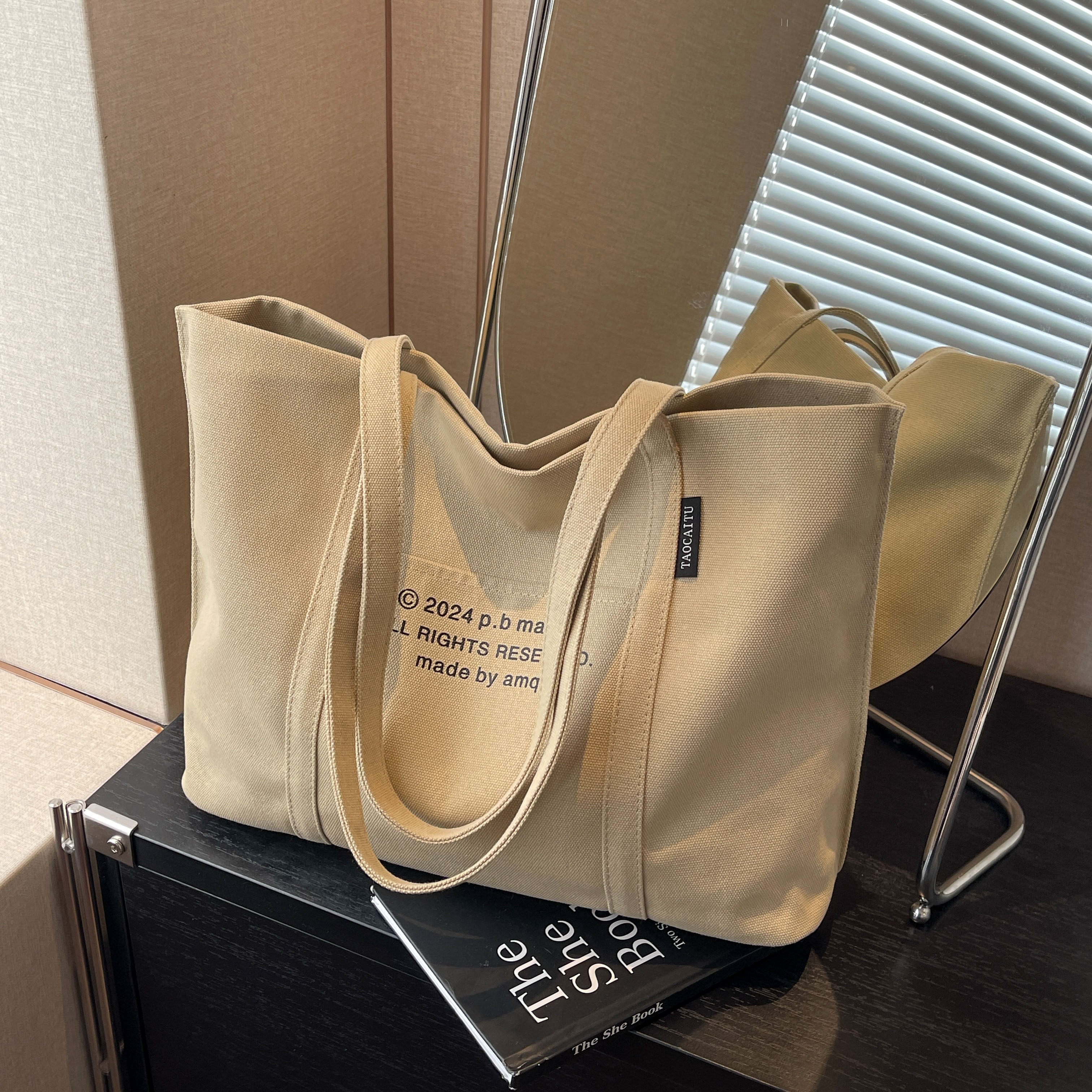 韩版帆布包女大容量2026新款休闲单肩手提袋大学生上课通勤托特包