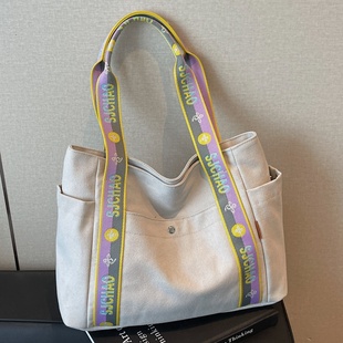 夏季大容量帆布包包女2025新款时尚上课通勤包小众百搭单肩托特包