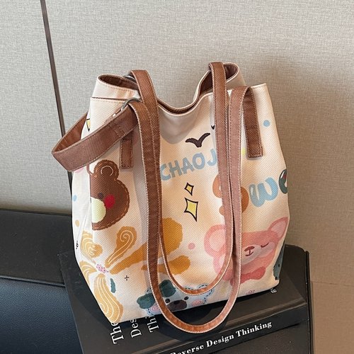 夏季卡通帆布包大容量通勤托特包