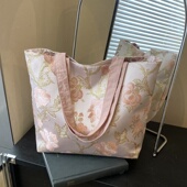 新中式 包包女夏大容量国风刺绣帆布手提袋学生百搭单肩通勤托特包