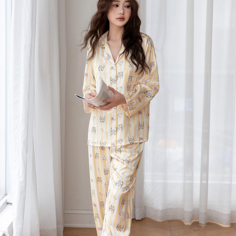 感睡衣女款冰丝长袖春款2026新款甜美可爱卡通凉感丝绸居家服图片