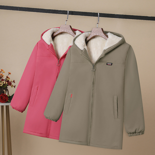 棉衣棉服女冬季女款外套羊羔毛绒派克服加绒加厚中长款女冬装棉袄