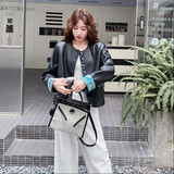 新品数据好新中式拼接皮衣外套3307P145控218，女装短外套，2C182