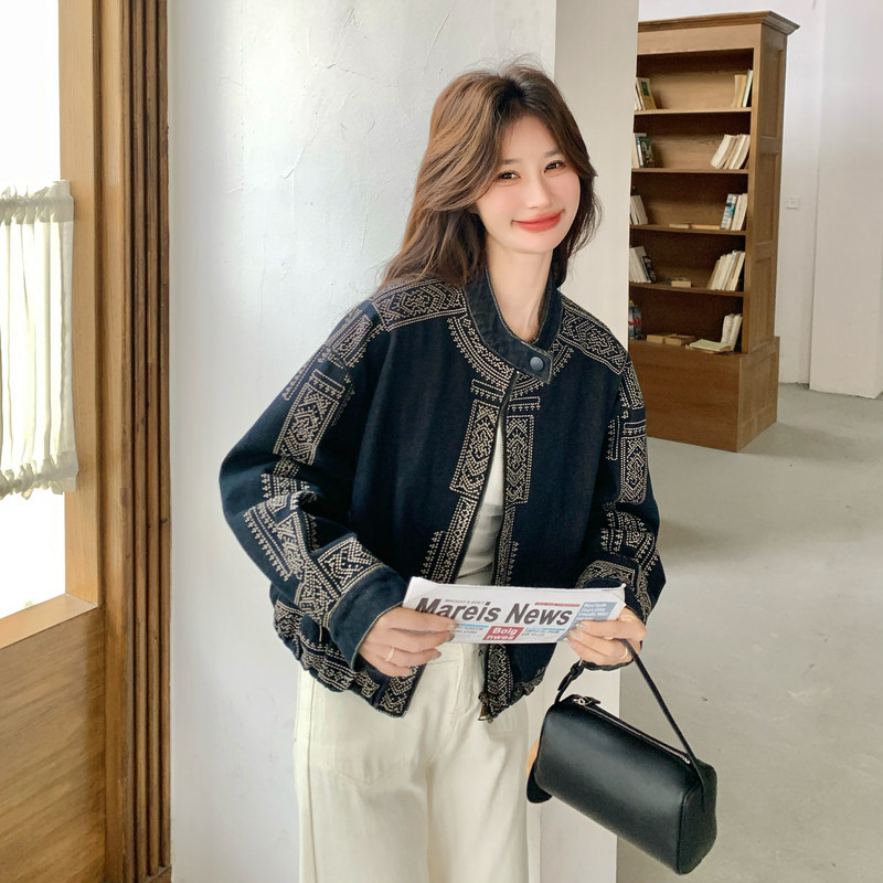 大货已出重工刺绣水洗牛仔外套6056P195控318,女装短外套,2C182