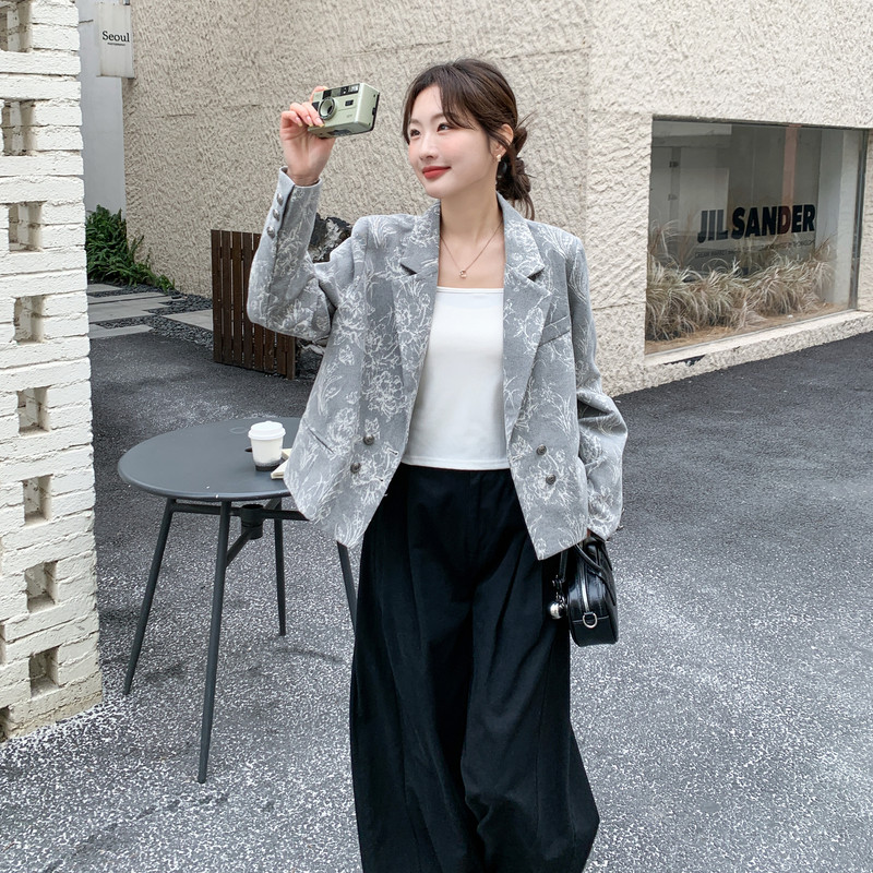 大货工艺印花水洗面料西装外套6334P165控268,女装西装,2C182
