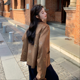 麂皮拼接刺绣短外套9966P165控248，女装短外套，2C182