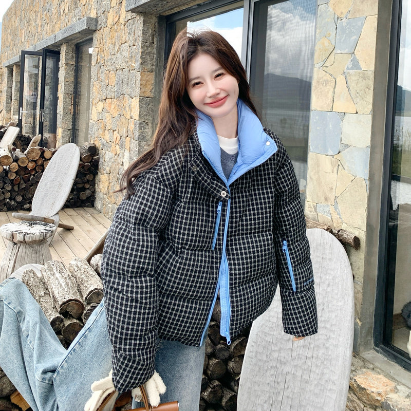 大货  数据好 拼色格子90绒羽绒服 Y533P315控488图片