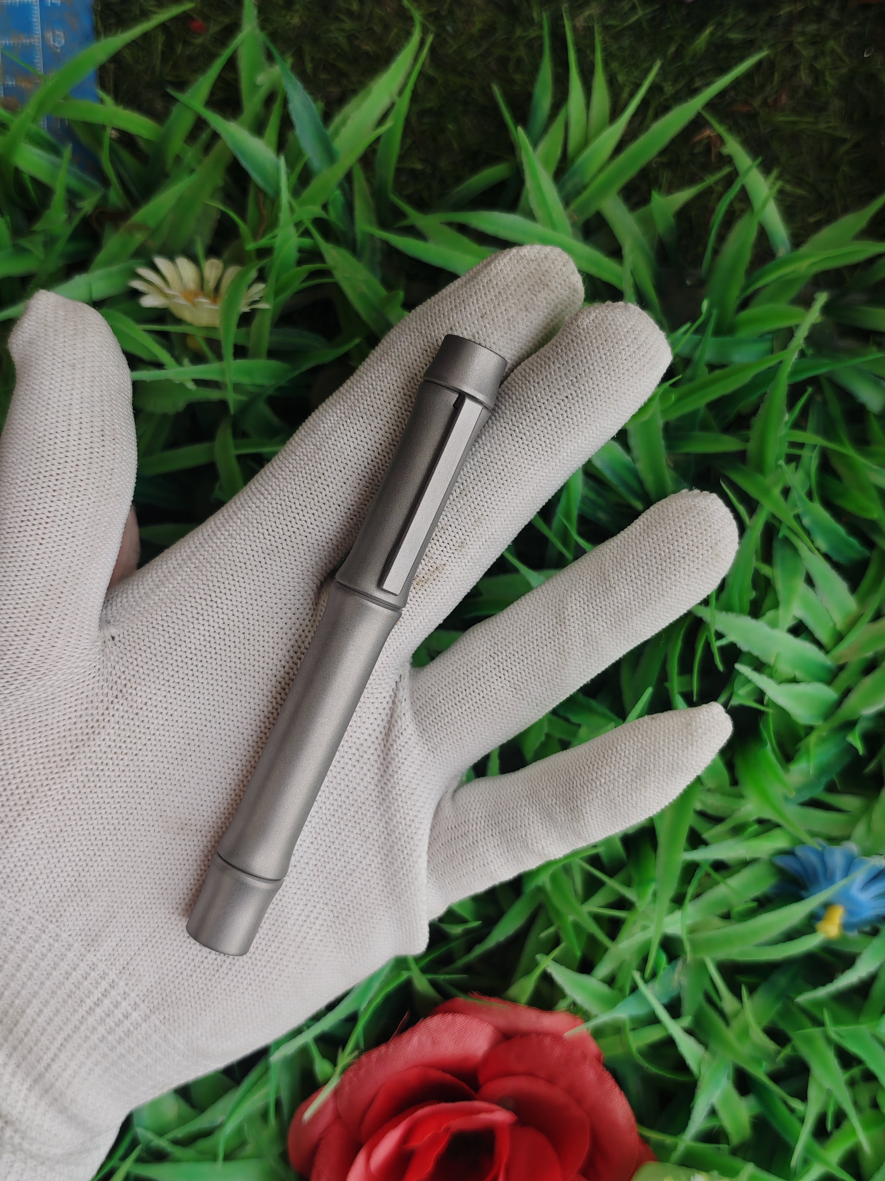 钛合金小短竹节磨砂质感中性笔g2笔芯钢笔施密特5号短款26mm明尖