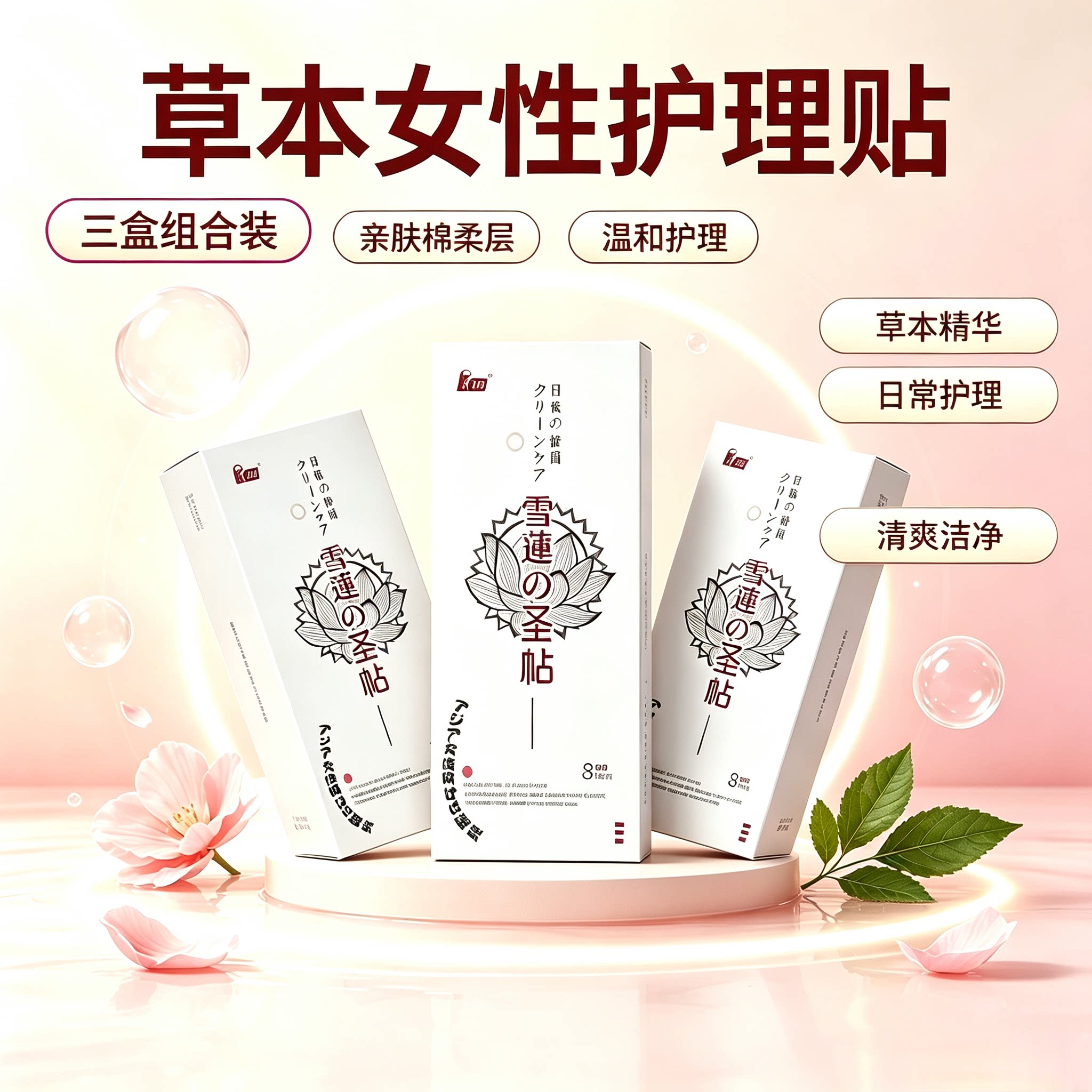 丁教授雪莲圣贴护垫纯棉私密养巢暖宫护理贴草本护理贴女透气女用