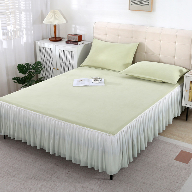 床罩床裙简约三面裙荷叶边床裙纯色卧室床罩四季通用2025新款床裙,床上用品,床裙,淘宝优惠券,粉丝福利购,淘宝优惠卷