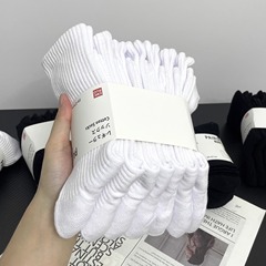 7双 白色袜子男士中筒袜女款纯棉吸汗运动袜篮球袜加厚毛巾底长袜