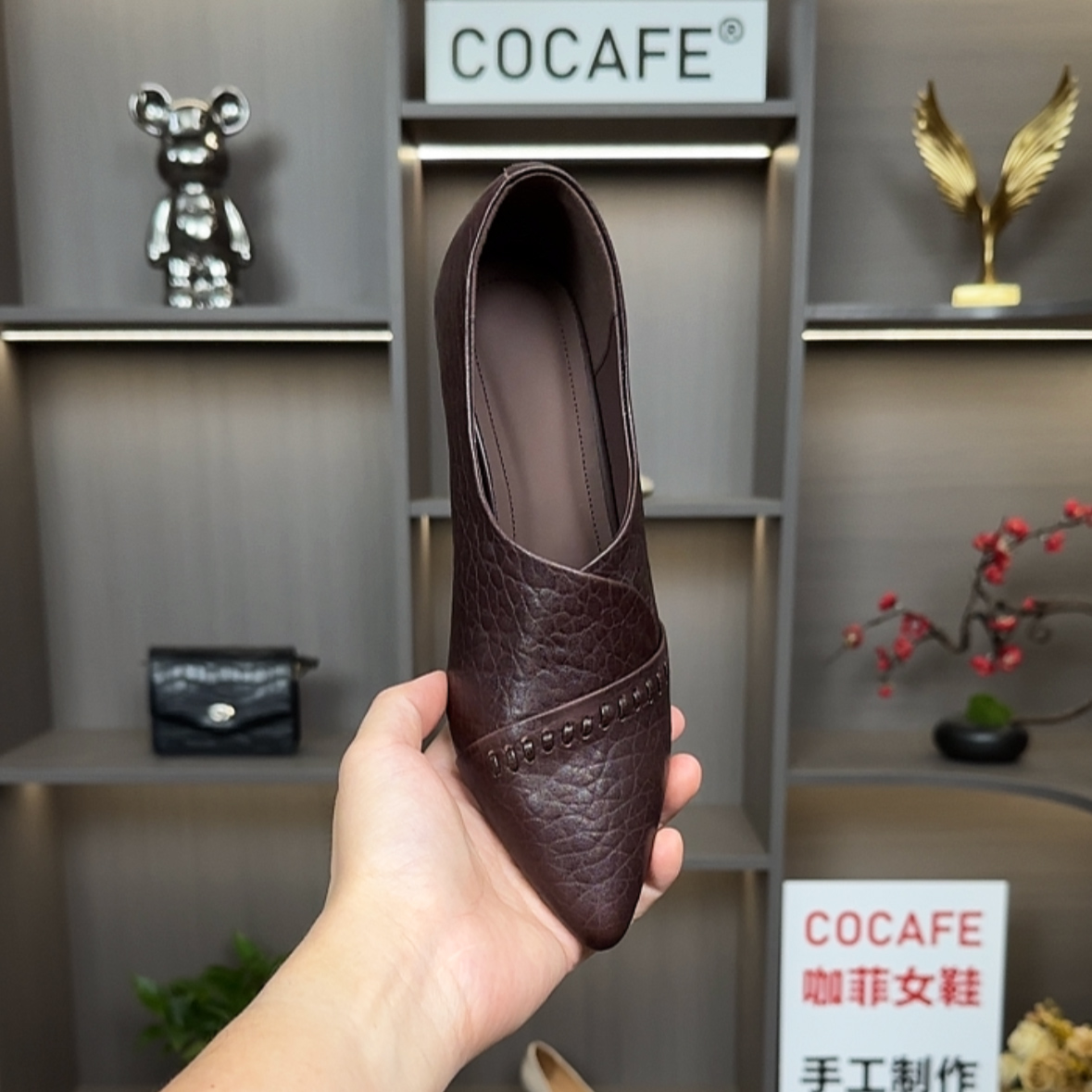 春秋新款法式复古高跟鞋优雅百搭防掉跟软底面真皮尖头中口单鞋女