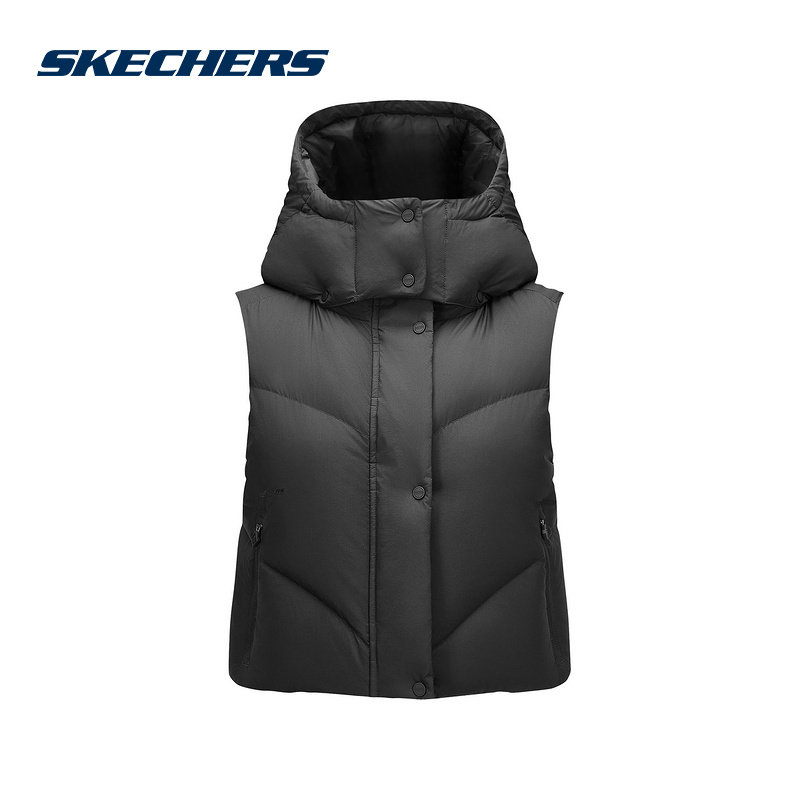 Skechers斯凯奇女士保暖连帽运动羽绒服外套背心 P424W183/03B6