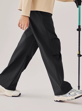Skechers斯凯奇儿童秋季防泼水宽松舒适亲肤褶皱工装长裤L325K019