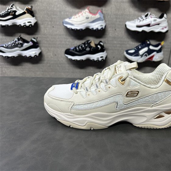 Skechers女鞋秋季新品透气蕾丝厚底老爹鞋轻质运动鞋896147