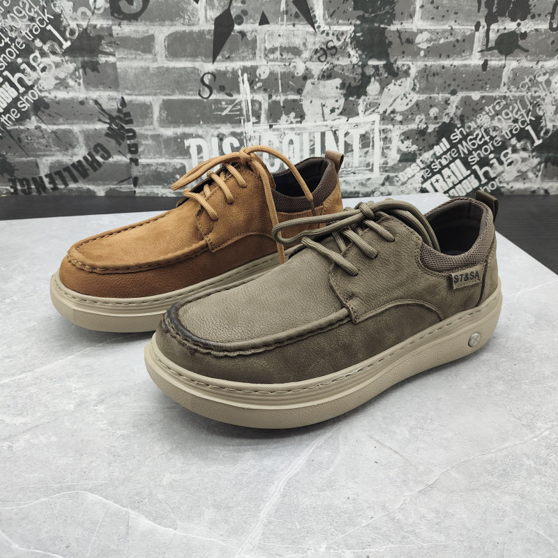 工厂直销2025秋款男鞋圆头系带韩版休闲皮鞋男鞋真皮运动鞋男鞋,流行男鞋,休闲皮鞋,淘宝优惠券,粉丝福利购,淘宝优惠卷