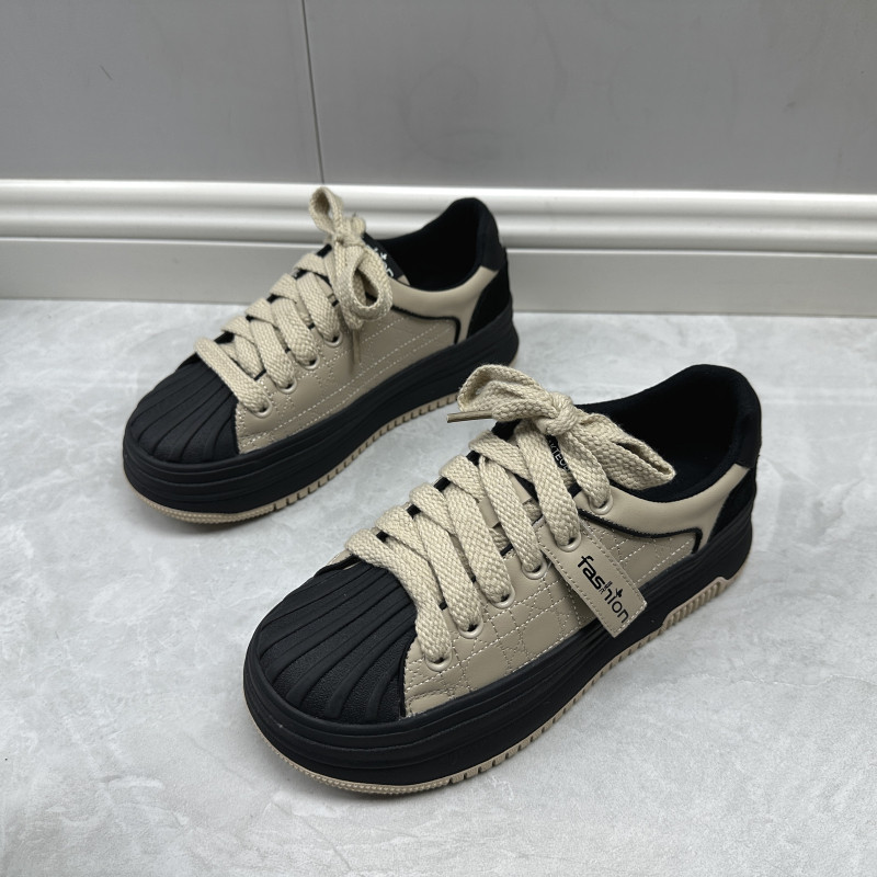 品牌撤柜2025新款冬季厚底板鞋女圆头系带加绒保暖舒适真皮休闲鞋,女鞋,时尚休闲鞋,淘宝优惠券,粉丝福利购,淘宝优惠卷