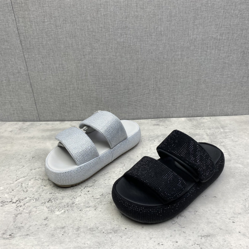 夏新款水钻厚底魔术贴女一字拖