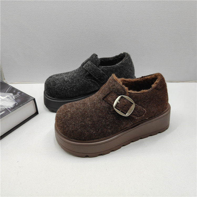 2025圆头韩版厚底搭扣勃肯鞋