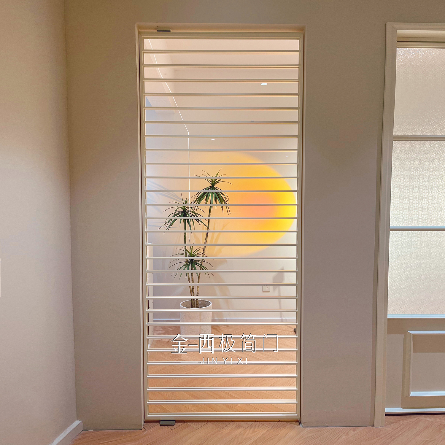金一西 格栅偏轴门 极简玻璃中轴门书房门 衣帽间门 店铺门