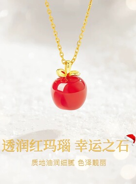 99纯银项链时尚锁骨链红玛瑙吊坠