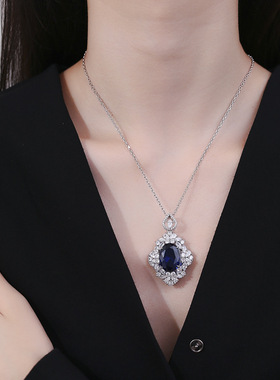 深邃幽蓝时尚蓝宝石红宝石项链