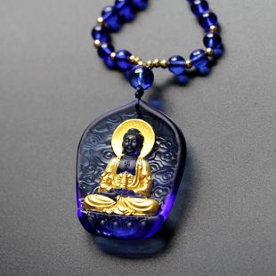 琉璃宝塔药师佛吊坠本命蓝药师光如来项链男女款配108颗珠链经典