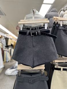 洋口袋减龄热裤 高腰显瘦阔腿短裤 百搭休闲纯色时尚 新款 女2025春季