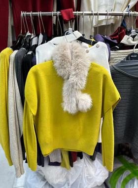 纯色圆领长袖针织衫马甲女2025冬XH25056新款宽松减龄洋气两件套