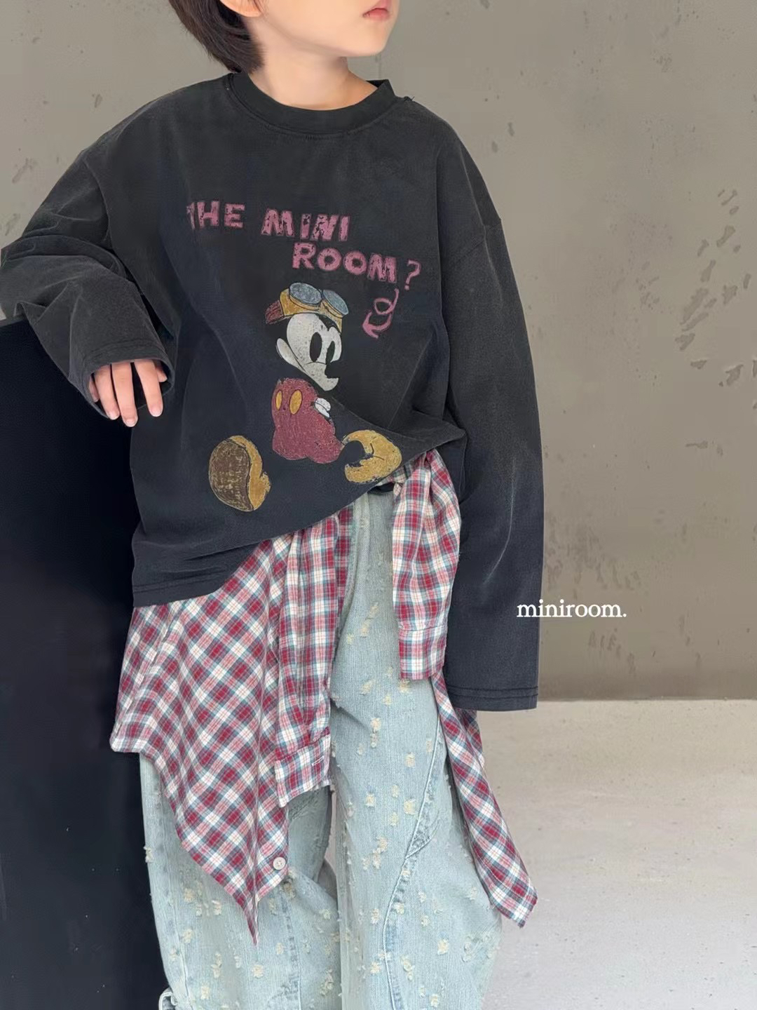 120-160米奇长袖T恤男童女童宽松韩版春秋纯棉磨毛打底衫圆领卡通