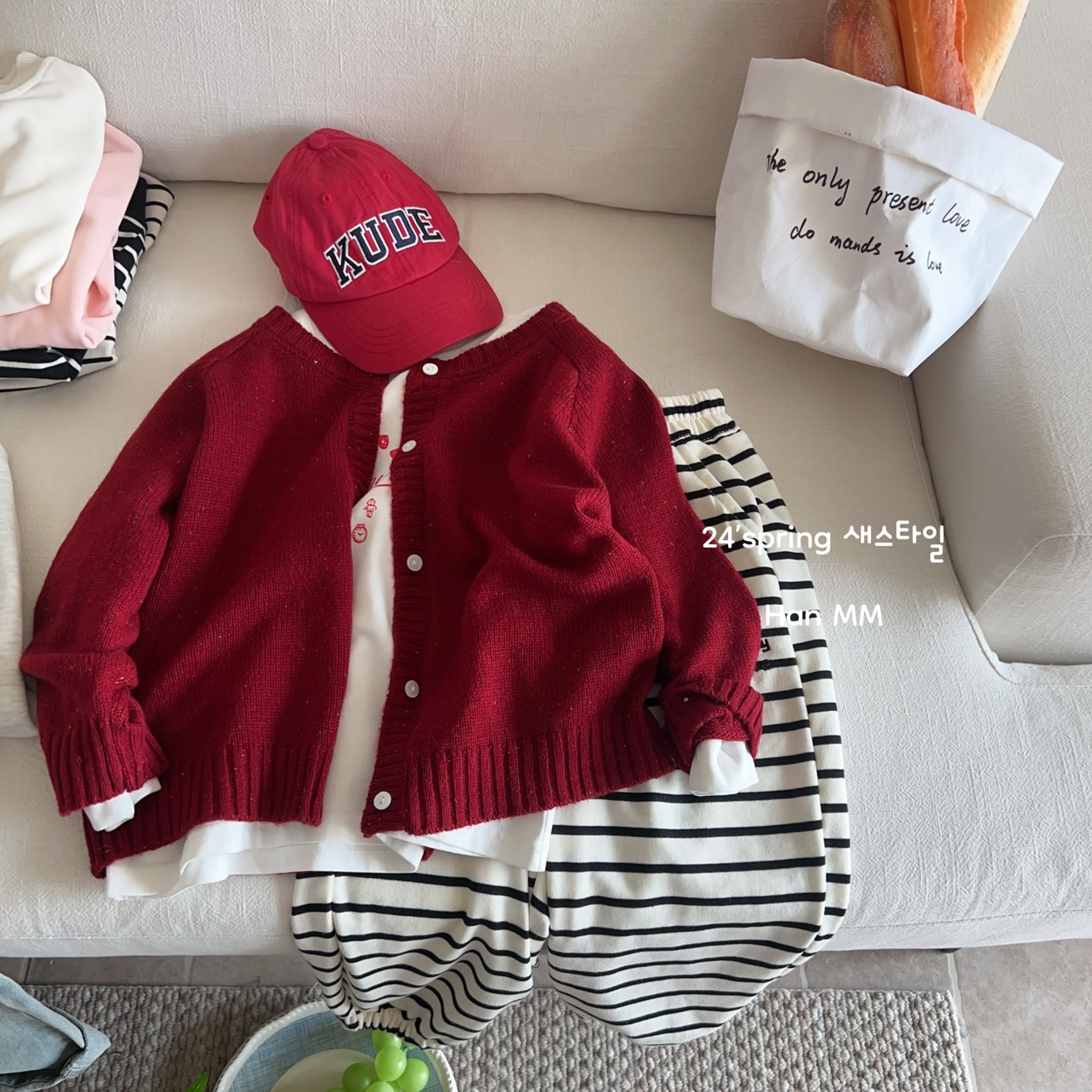 110-150春秋款针织衫毛衣外套单排扣男童女童圆领长袖韩版宽松潮