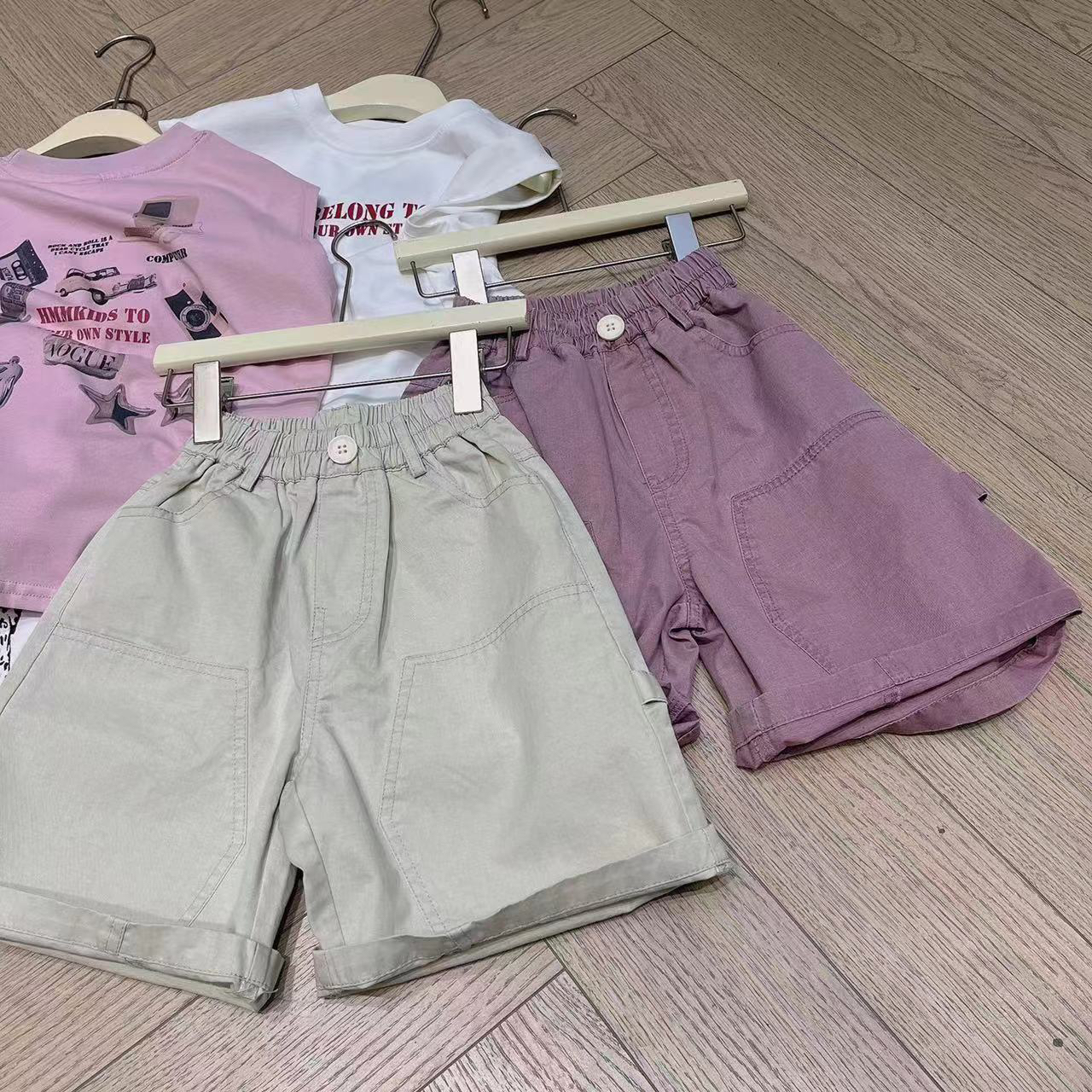 110-150牛仔短裤夏款休闲裤五分裤中裤男童女童宽松韩版纯色洋气
