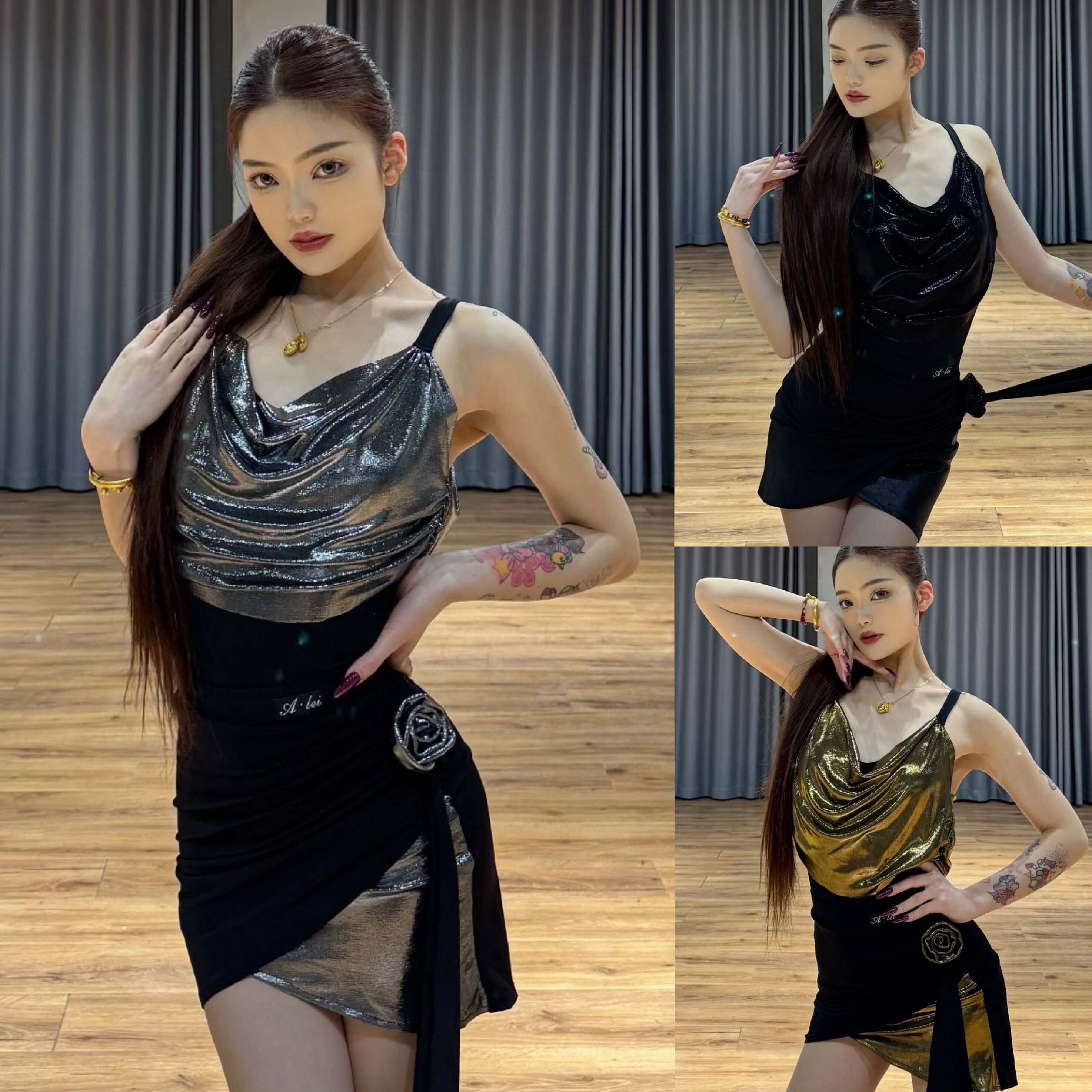 Min舞服Alei福利款荡领分体套装国标女练功服夏季成人新款拉丁