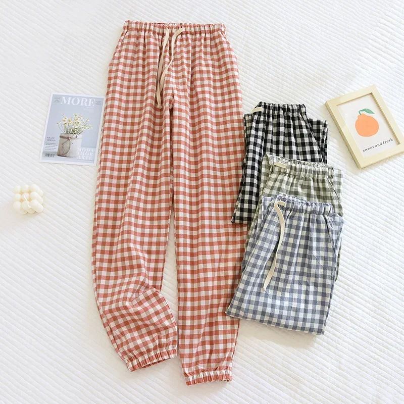 Plaid Pajama Pants for Women Multi Colors Cotton Home Pants