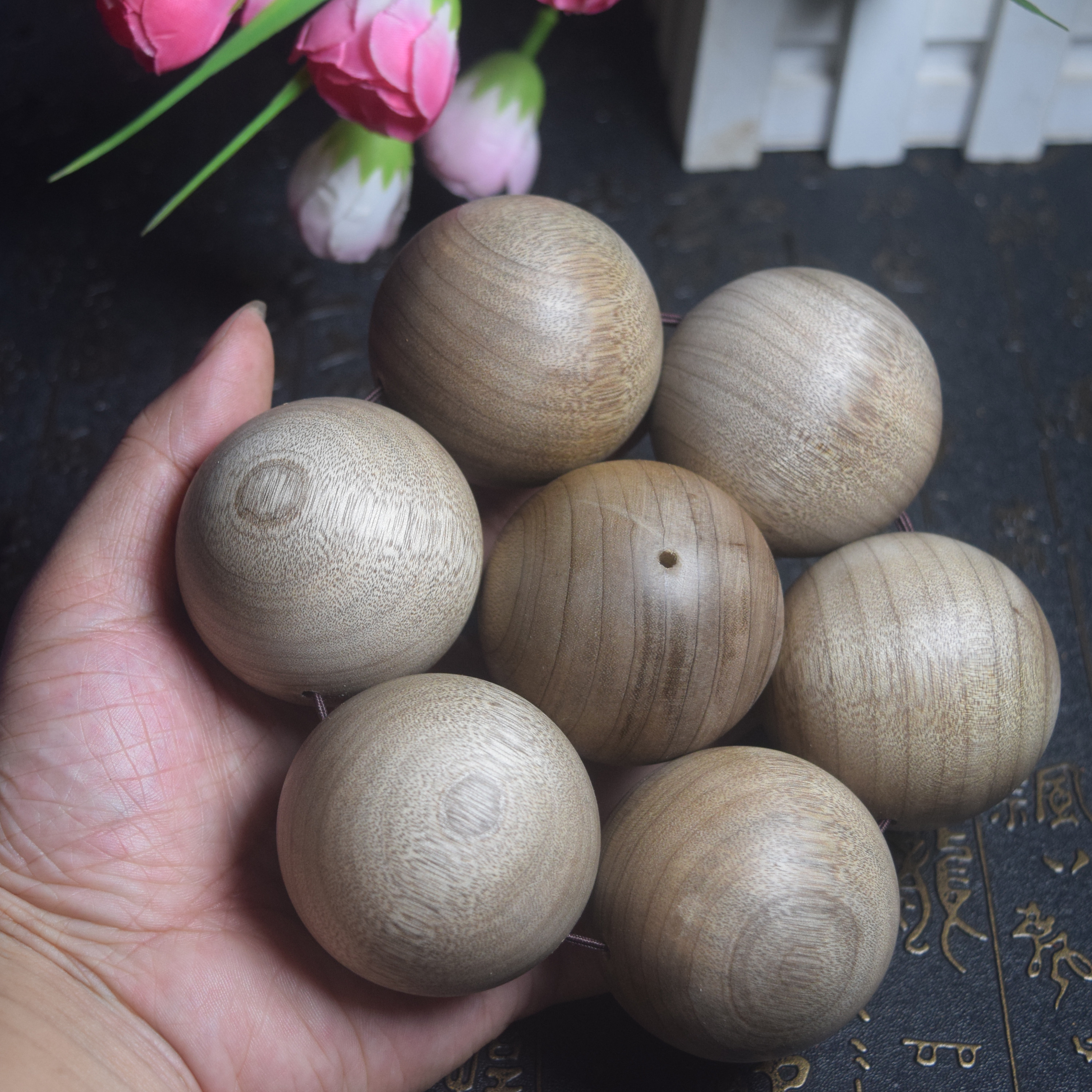 5.0*6超大手串小叶楠木佛珠手盘 轻香木软木金丝楠木50mm*7颗5颗