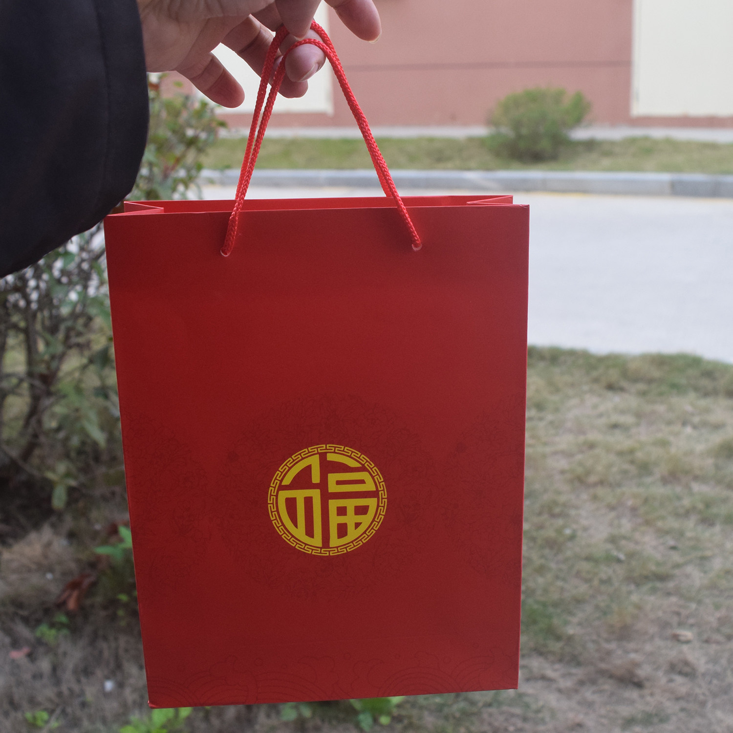 红色手提纸袋福字中国风元素
