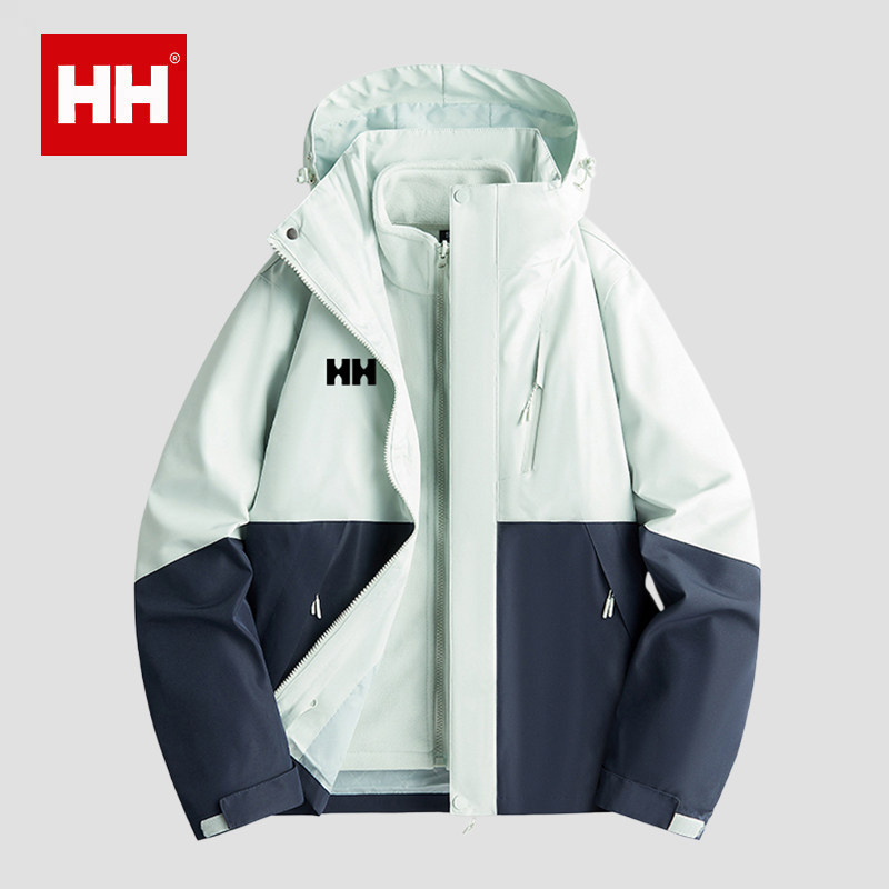 官方正品HH拼色冲锋衣男2025新款加绒加厚防风防水三合一登山夹克