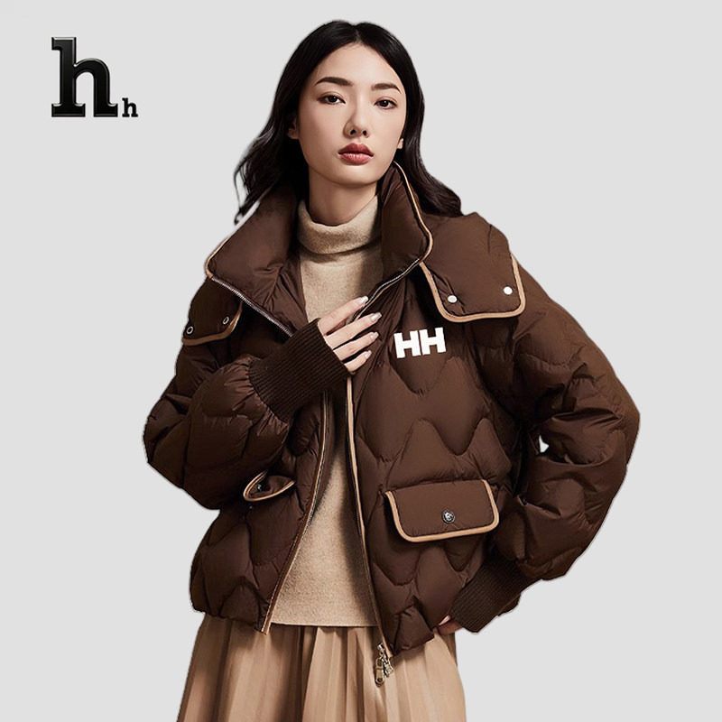 正品HH轻薄2024冬季香风新款时尚鸭绒百搭短款羽绒服外套女款