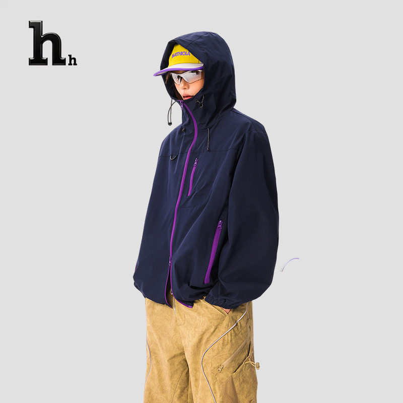 官方正品HH三防户外纯色连帽冲锋衣女春秋登山轻量化夹克上衣外套
