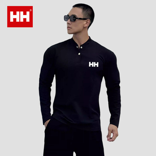纯色简约休闲运动健身跑步打底衫 官方正品 POLO领长袖 HH秋冬季 男士