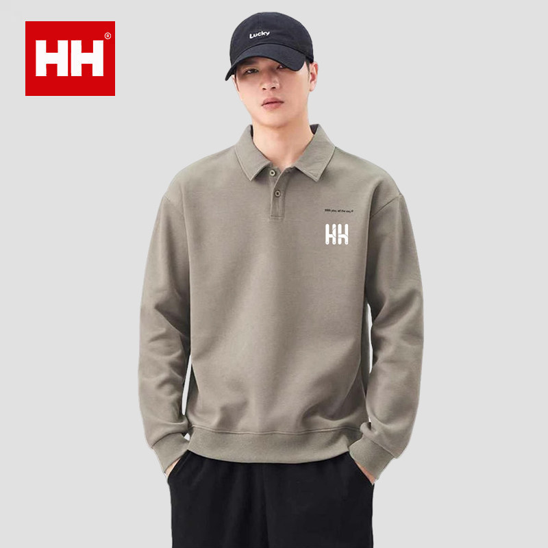 正品HHPOLO衫卫衣男秋冬季棉质上衣2025新款秋装带领长袖T恤