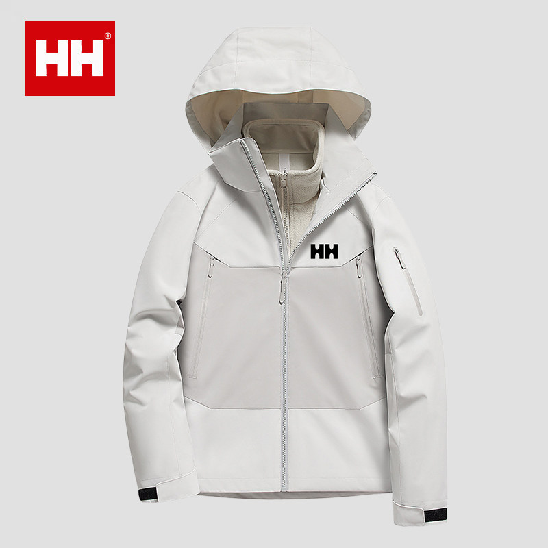 官方正品HH秋冬户外冲锋衣两件套可拆卸男女加绒加厚三合一登山服