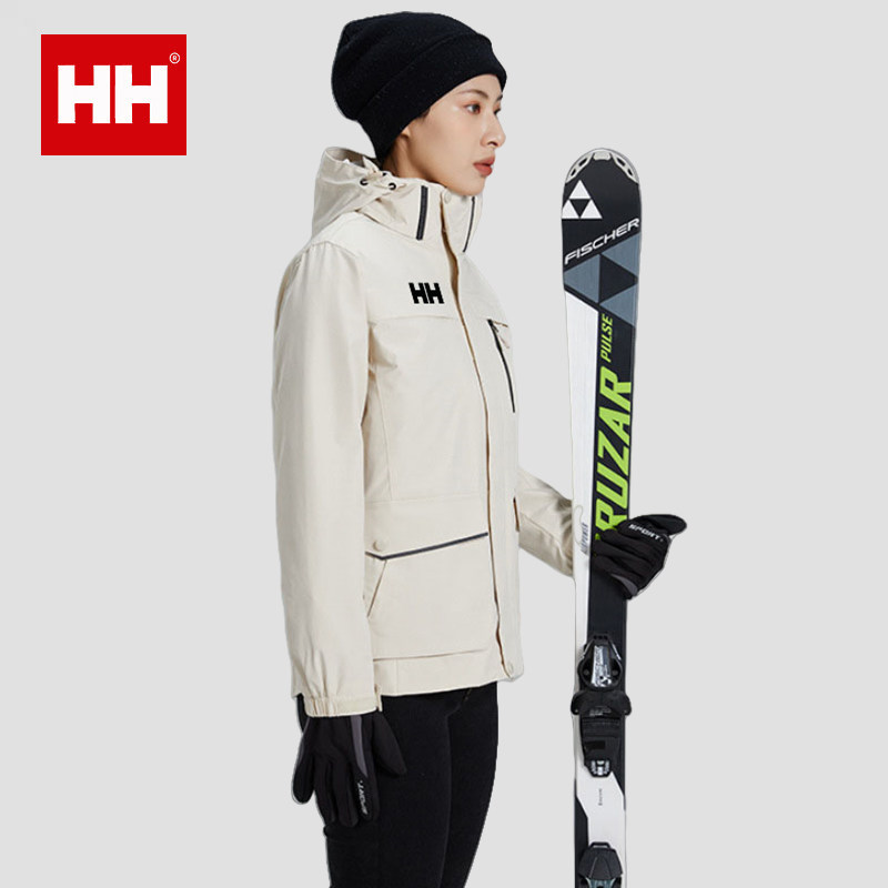 正品HH羽绒服男冬季加厚三合一冲锋衣情侣款户外滑雪服外套女