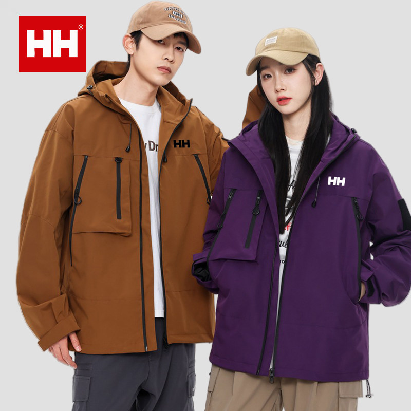 官方正品HH冲锋衣男士春秋新款连帽夹克情侣户外防风登山运动外套